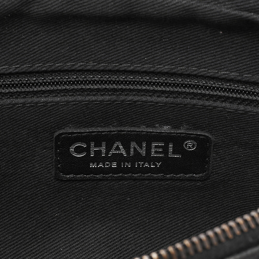 CHANEL Caviar Skin Matelasse 25cm Single Flap Chain Shoulder Black Silver-Tone Hardware, Pre-Owned