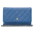 CHANEL Matelasse Chain Wallet Caviar Skin Blue Silver-Tone Hardware, Pre-Owned