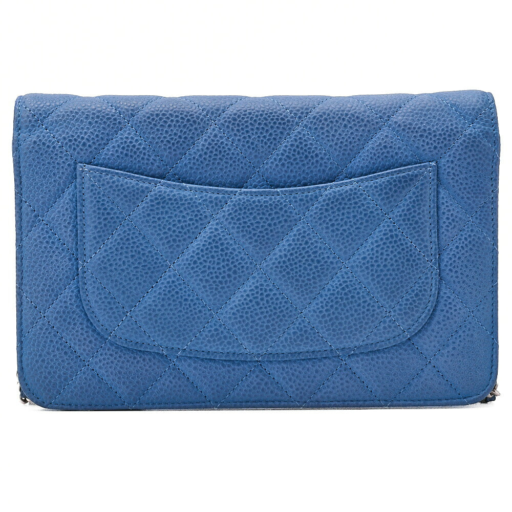 CHANEL Matelasse Chain Wallet Caviar Skin Blue Silver-Tone Hardware, Pre-Owned