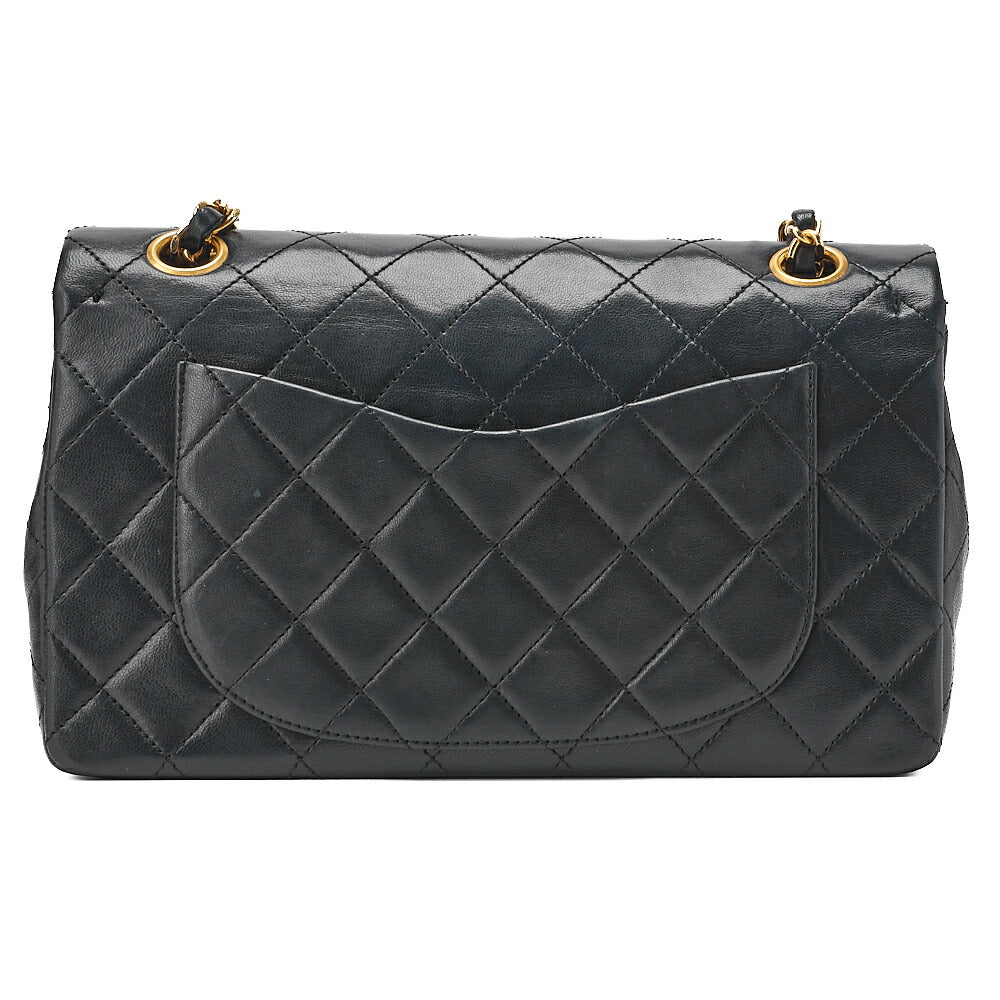 CHANEL Matelasse Double Flap 23cm Chain Shoulder Lambskin Black Gold-Tone Hardware, Pre-Owned