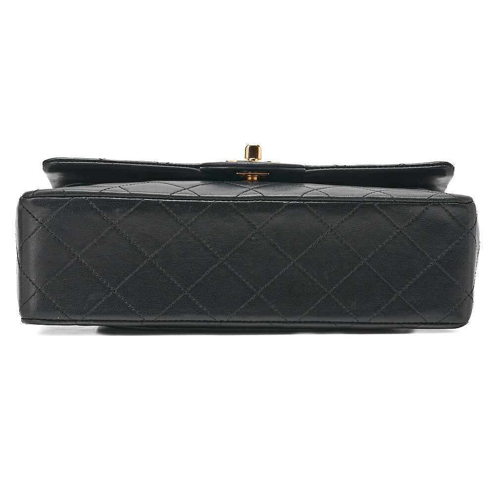 CHANEL Matelasse Double Flap 23cm Chain Shoulder Lambskin Black Gold-Tone Hardware, Pre-Owned