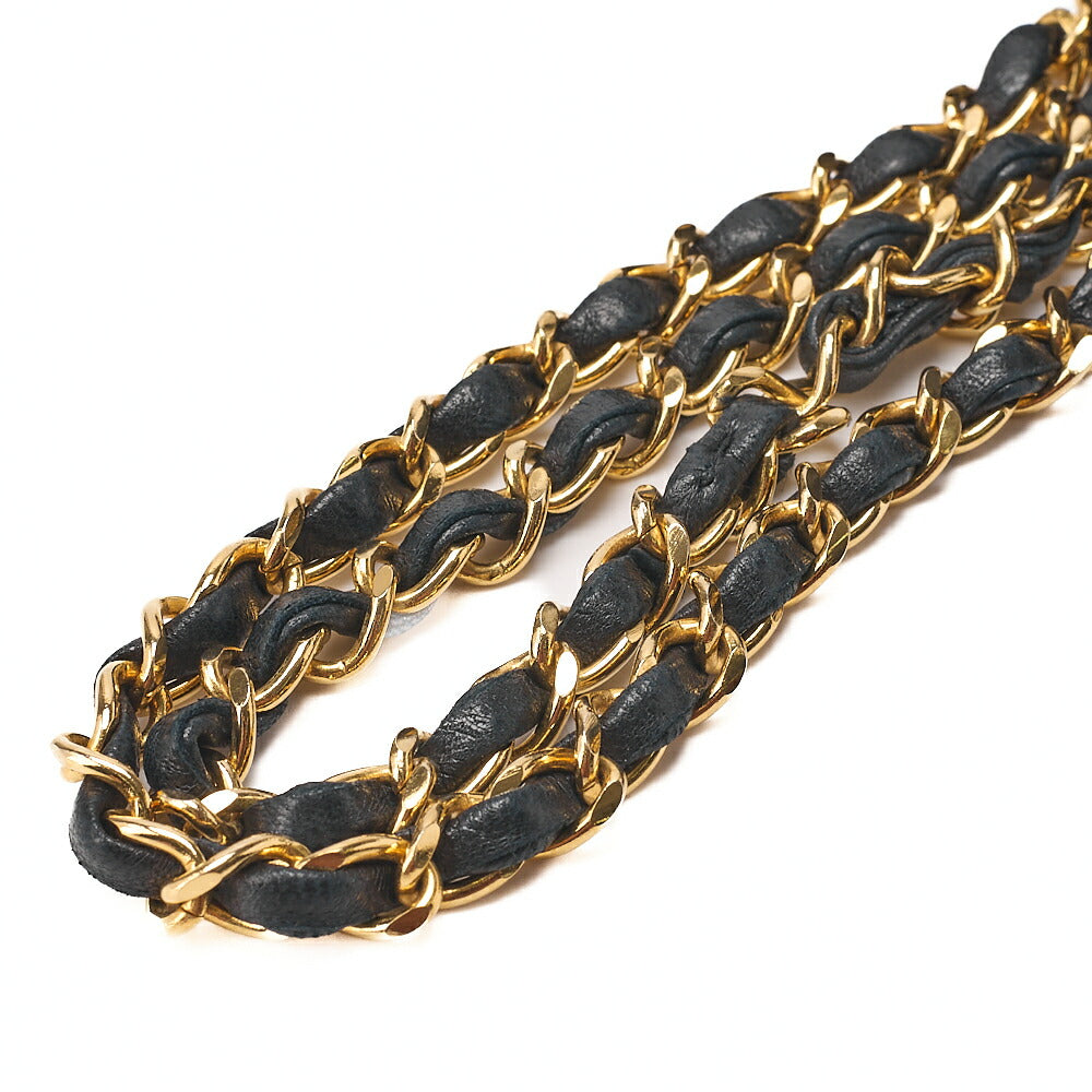 CHANEL Matelasse Double Flap 23cm Chain Shoulder Lambskin Black Gold-Tone Hardware, Pre-Owned