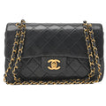 CHANEL Matelasse Double Flap 23cm Chain Shoulder Lambskin Black Gold-Tone Hardware, Pre-Owned