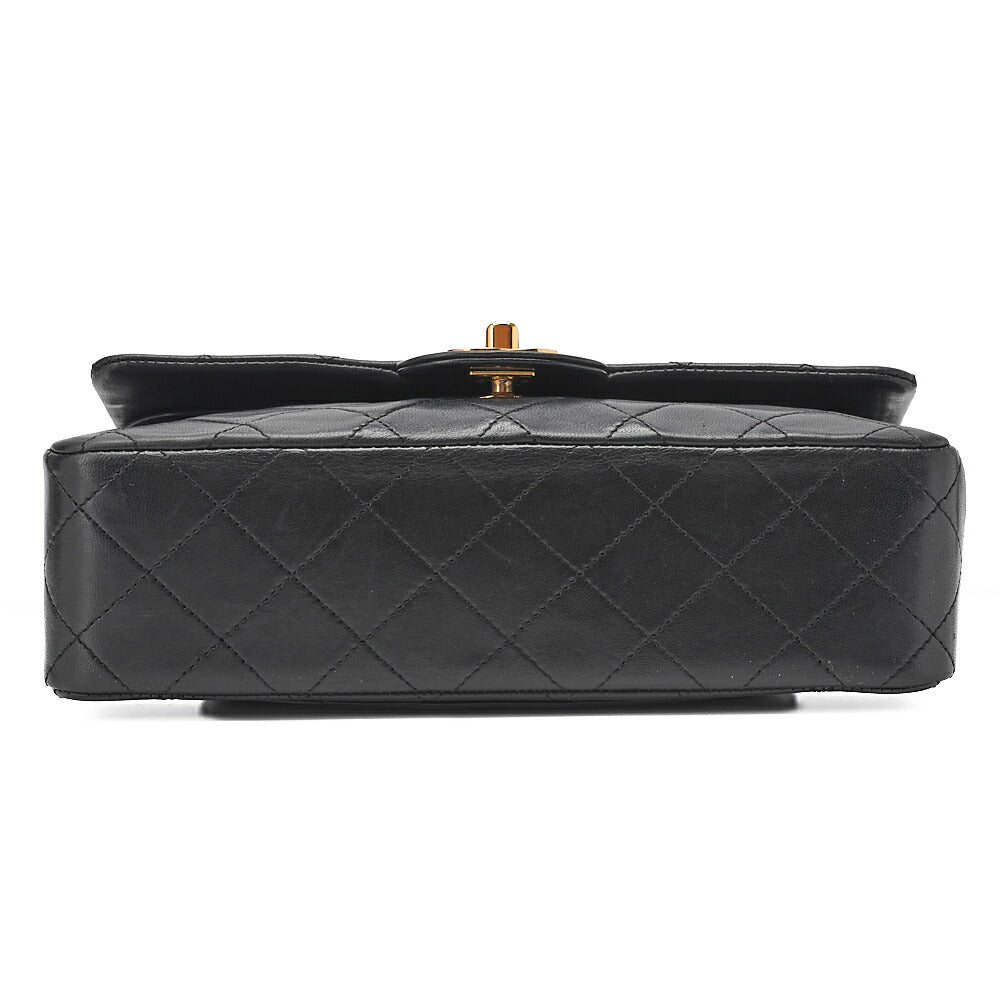 CHANEL Matelasse Double Flap 23cm Chain Shoulder Lambskin Black Gold-Tone Hardware, Pre-Owned