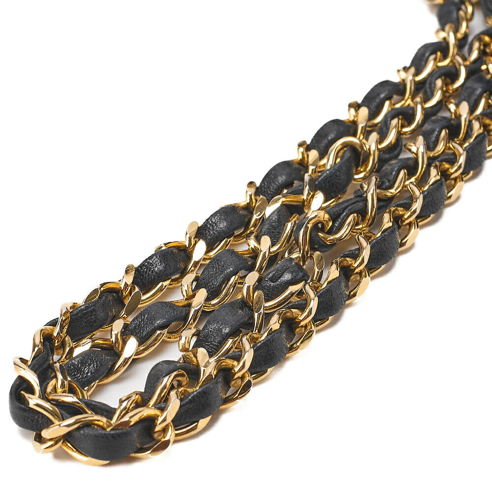 CHANEL Matelasse Double Flap 23cm Chain Shoulder Lambskin Black Gold-Tone Hardware, Pre-Owned