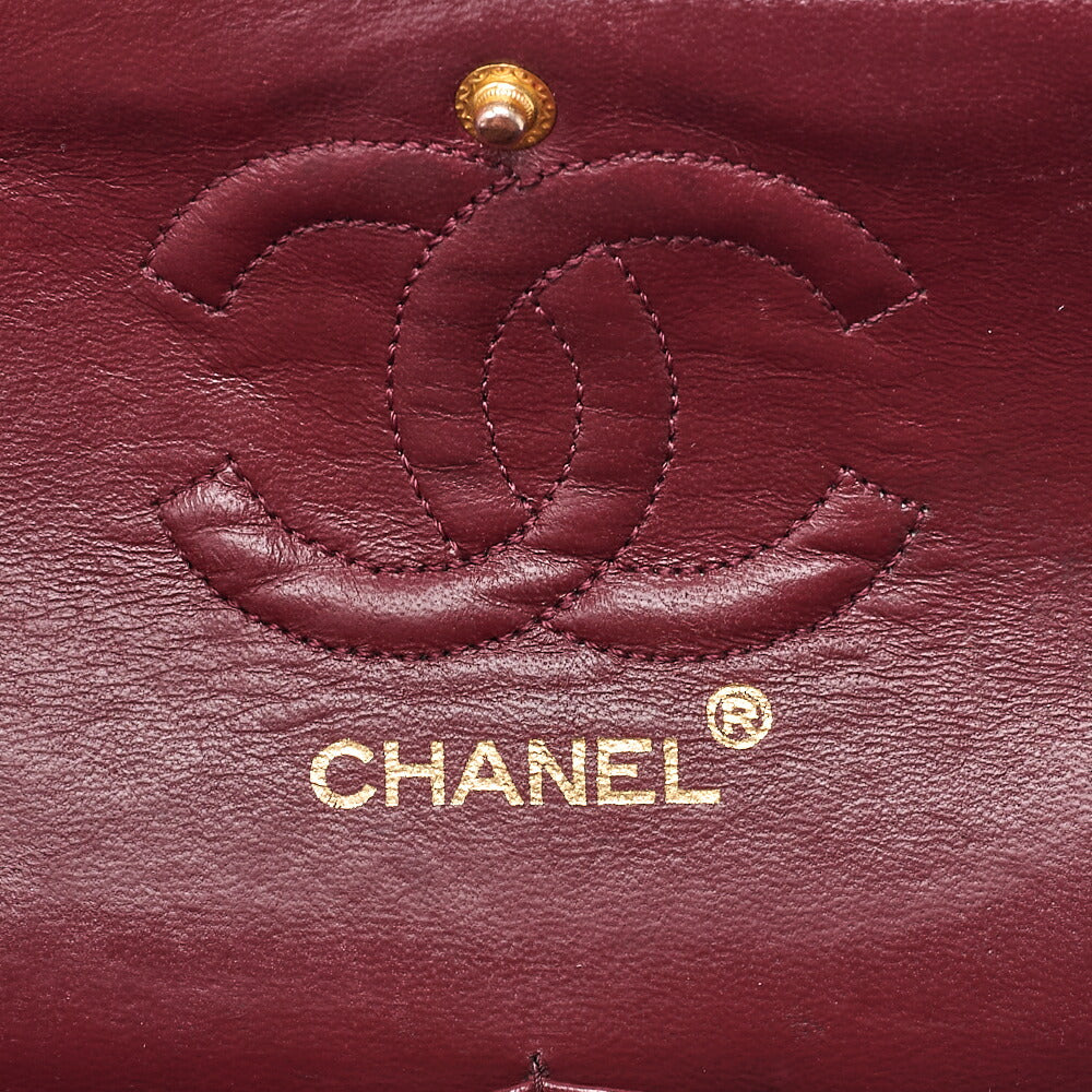 CHANEL Matelasse Double Flap 23cm Chain Shoulder Lambskin Black Gold-Tone Hardware, Pre-Owned