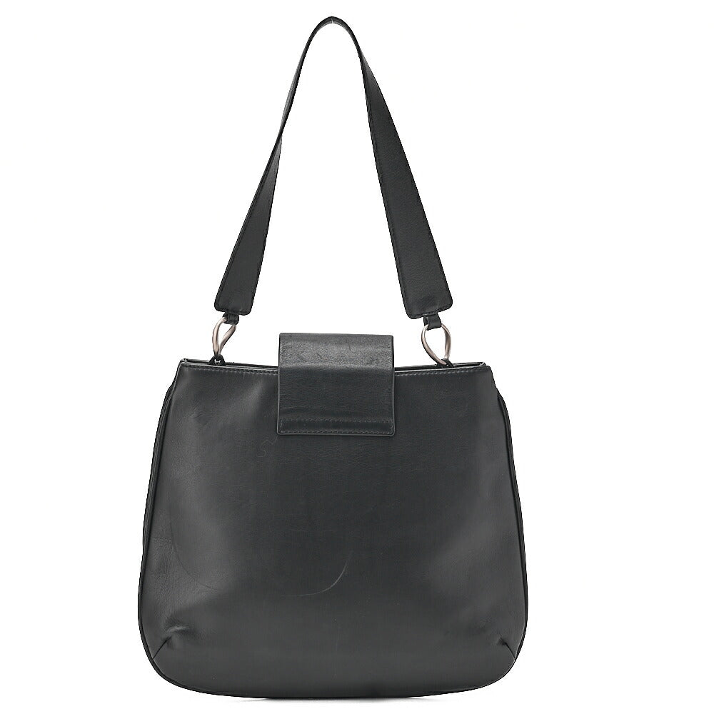 CHANEL Lambskin Chocolate Bar 2.55 Lock Round One Shoulder Black Silver-Tone Hardware, Pre-Owned