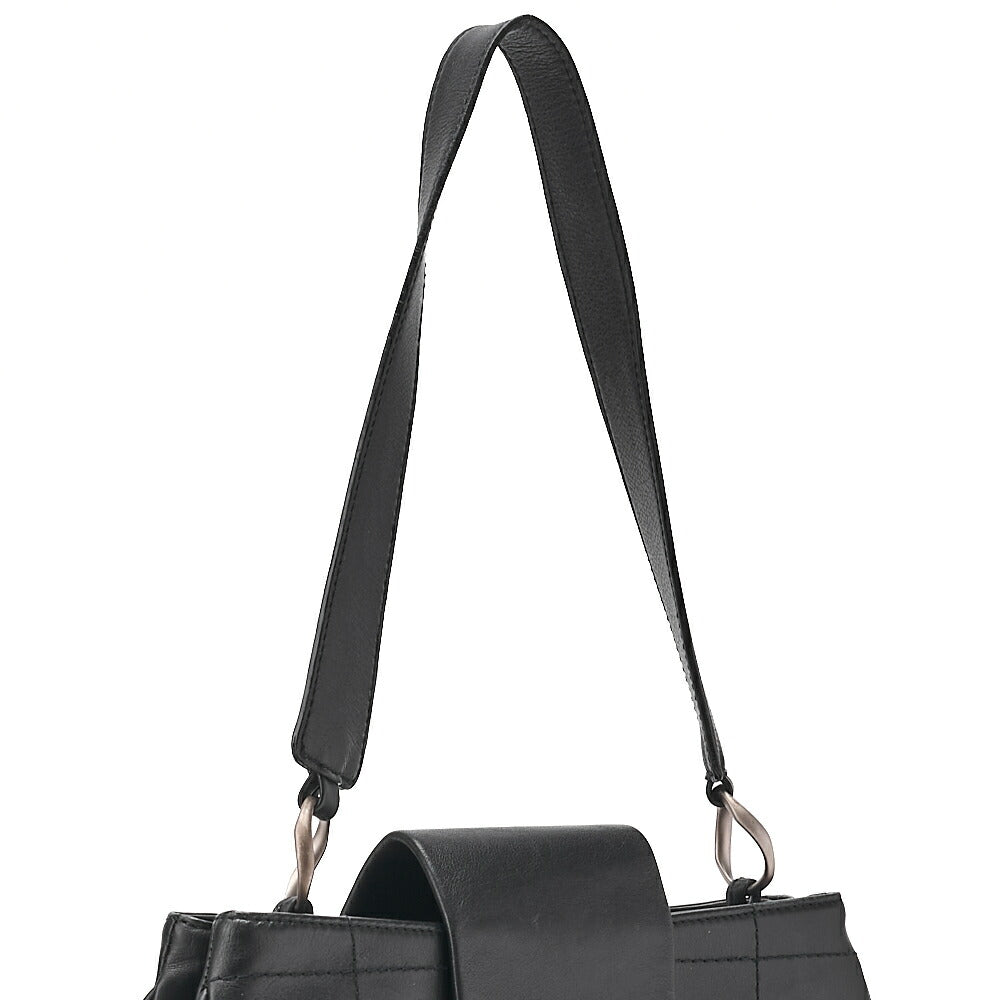 CHANEL Lambskin Chocolate Bar 2.55 Lock Round One Shoulder Black Silver-Tone Hardware, Pre-Owned