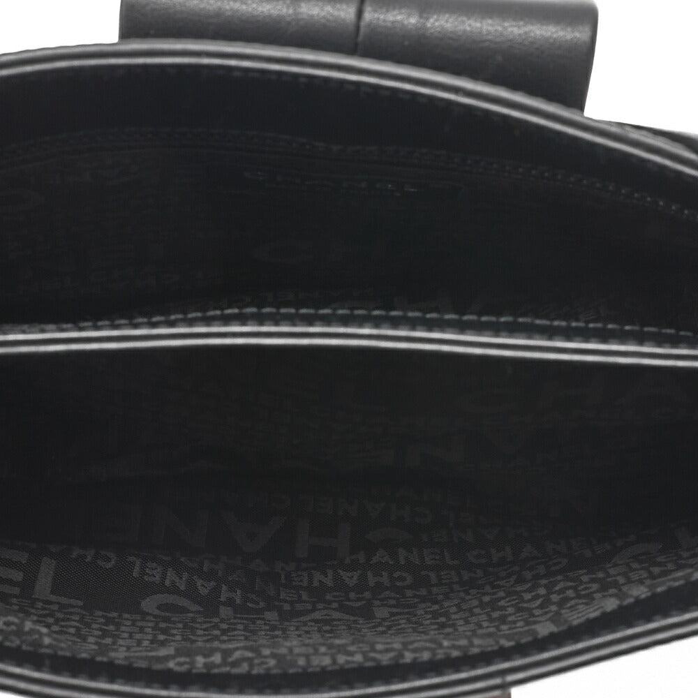 CHANEL Lambskin Chocolate Bar 2.55 Lock Round One Shoulder Black Silver-Tone Hardware, Pre-Owned