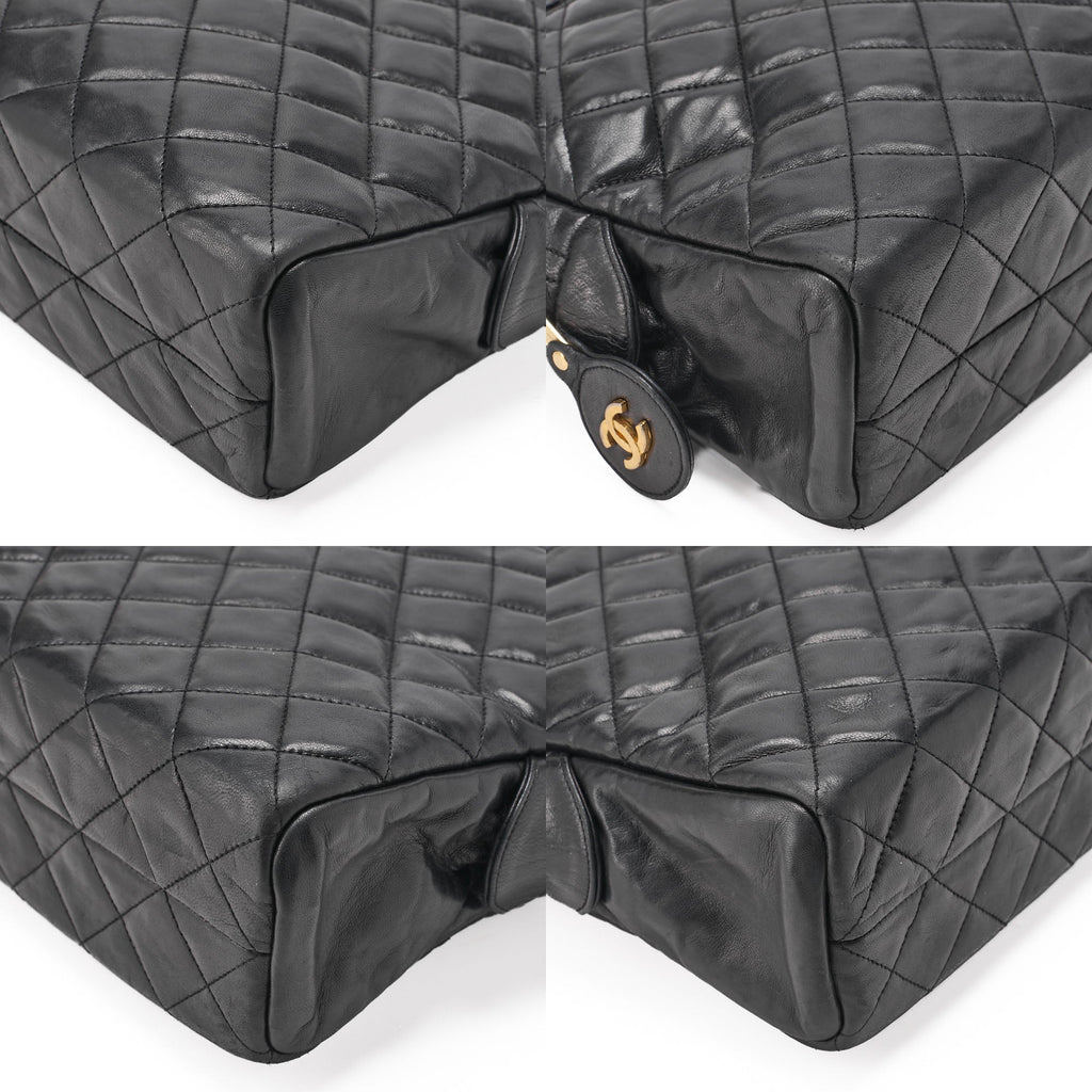 CHANEL Matlassse with Pull Charm Double Chain Shoulder Bag Lambskin Black Gold-Tone Hardware, Pre-Owned