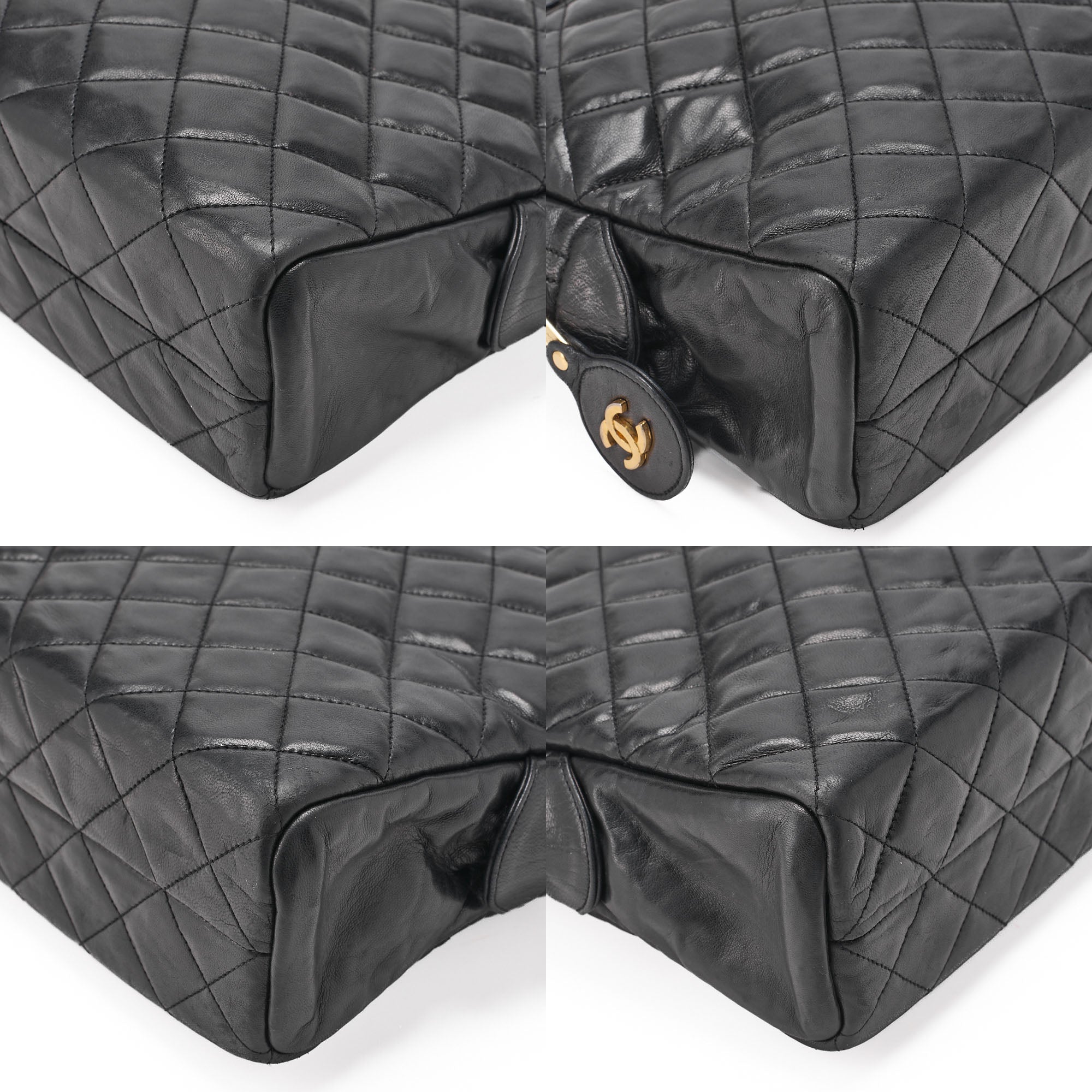 CHANEL Matlassse with Pull Charm Double Chain Shoulder Bag Lambskin Black Gold-Tone Hardware, Pre-Owned
