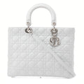 Dior Lady Dior Cannage Handbag Lambskin Light Blue Silver-Tone Hardware, Pre-Owned
