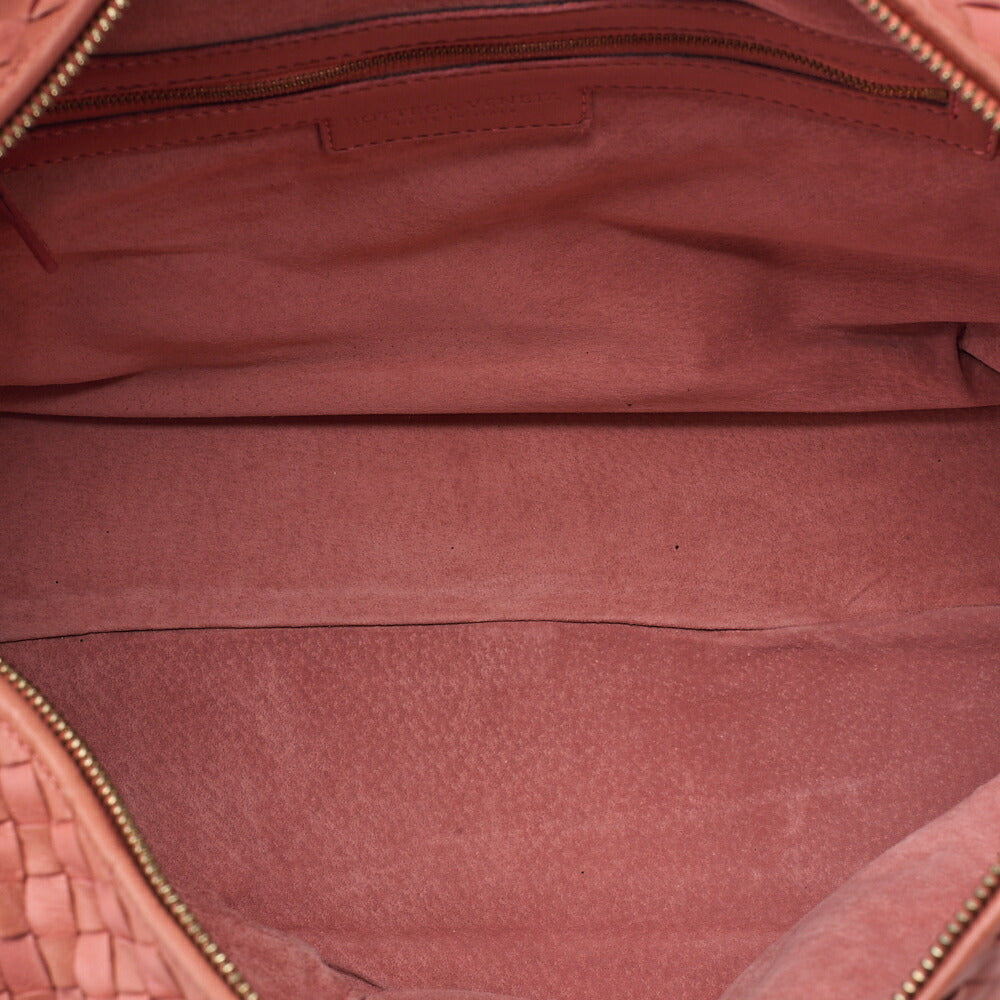 BOTTEGA VENETA Bottega Lambskin Intrecciato Boston Hand Pink Gold-Tone Hardware, Pre-Owned