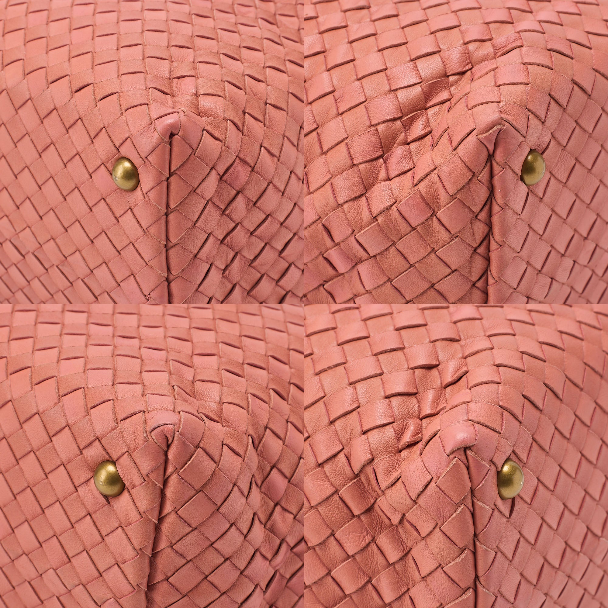 BOTTEGA VENETA Bottega Lambskin Intrecciato Boston Hand Pink Gold-Tone Hardware, Pre-Owned