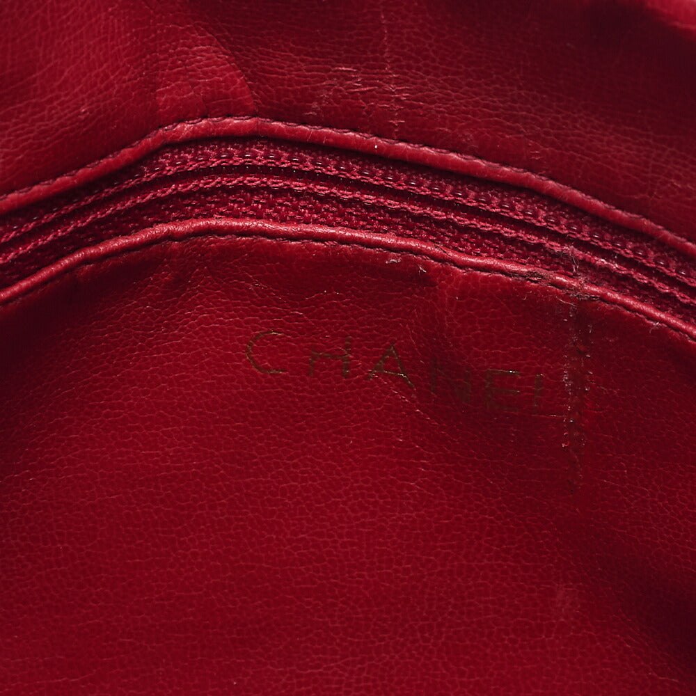 CHANEL Shoulder Bag Tote Bag Matelasse Plate Charm Fan Shaped Chain Shoulder Lambskin Red Gold-Tone Hardware, Pre-Owned