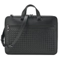 BOTTEGA VENETA Bottega Lambskin Intrecciato Business 2-Way Handbag Black Black-Tone Hardware, Pre-Owned