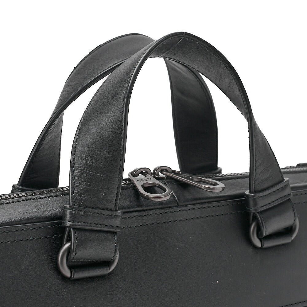 BOTTEGA VENETA Bottega Lambskin Intrecciato Business 2-Way Handbag Black Black-Tone Hardware, Pre-Owned