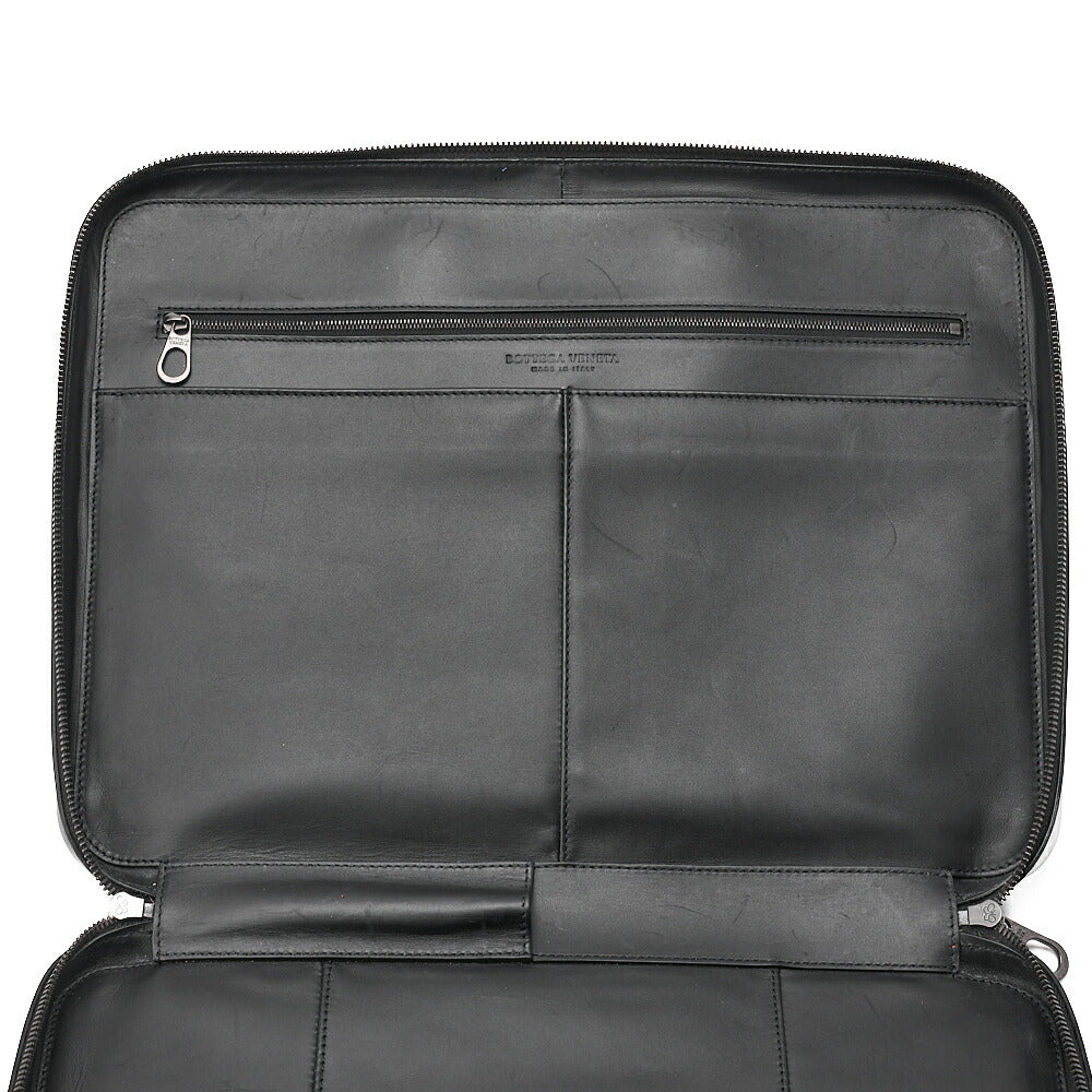 BOTTEGA VENETA Bottega Lambskin Intrecciato Business 2-Way Handbag Black Black-Tone Hardware, Pre-Owned