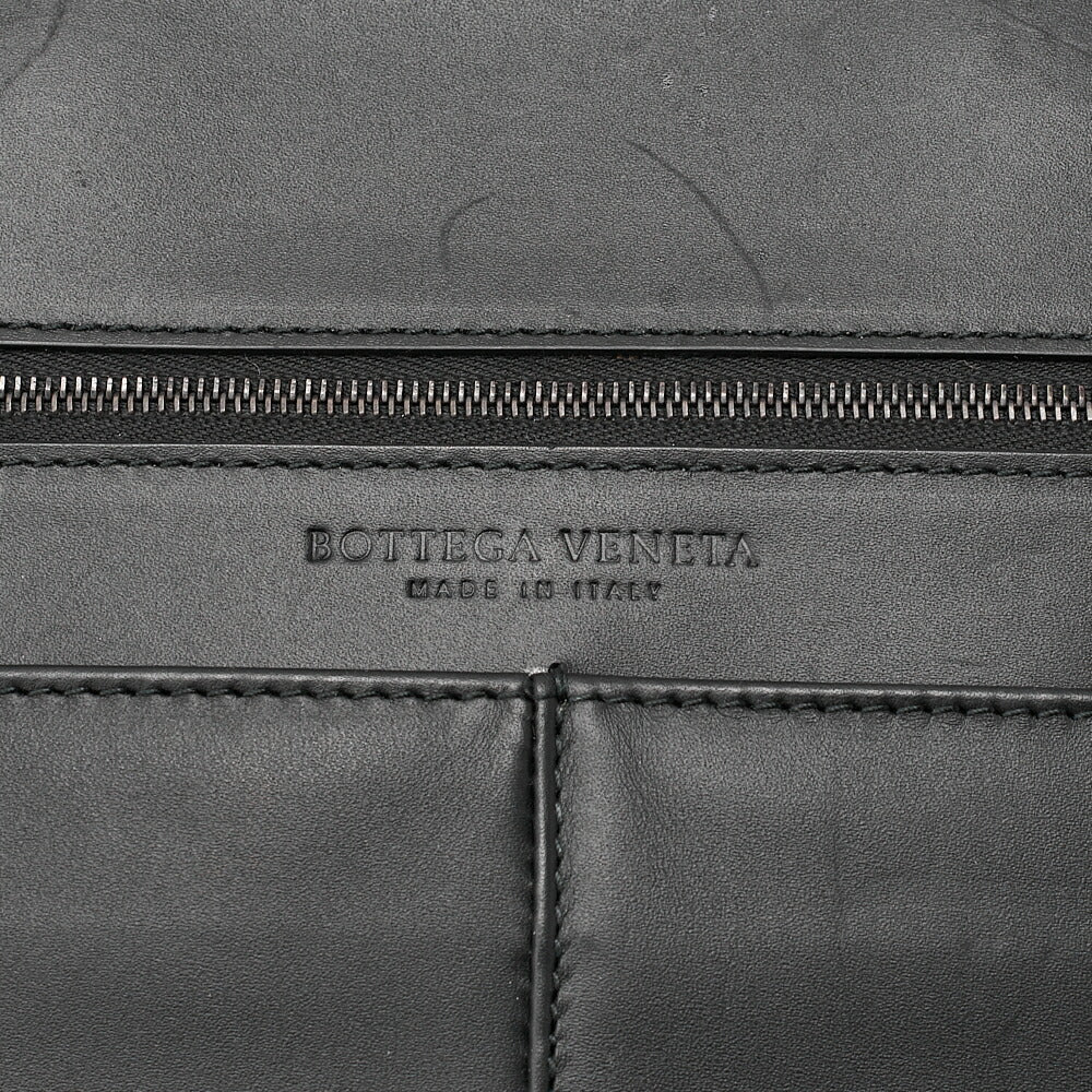 BOTTEGA VENETA Bottega Lambskin Intrecciato Business 2-Way Handbag Black Black-Tone Hardware, Pre-Owned