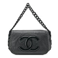 CHANEL Tote Bag Lambskin X Enamel Coco Mark Plastic Chain Shoulder Black Silver-Tone Hardware, Pre-Owned