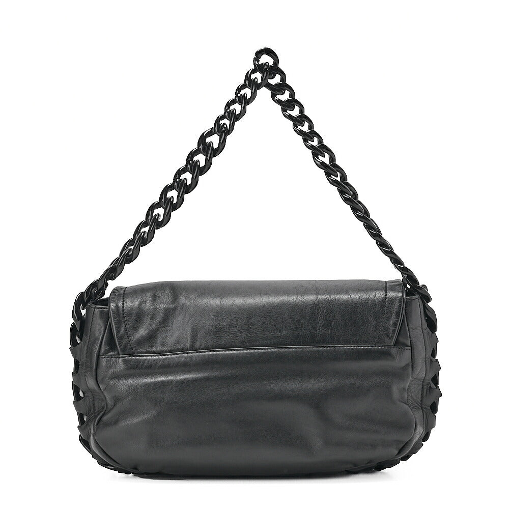 CHANEL Tote Bag Lambskin X Enamel Coco Mark Plastic Chain Shoulder Black Silver-Tone Hardware, Pre-Owned