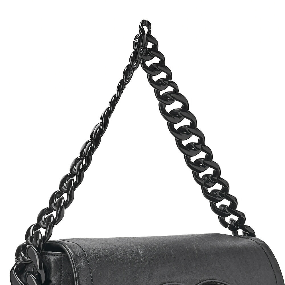 CHANEL Tote Bag Lambskin X Enamel Coco Mark Plastic Chain Shoulder Black Silver-Tone Hardware, Pre-Owned