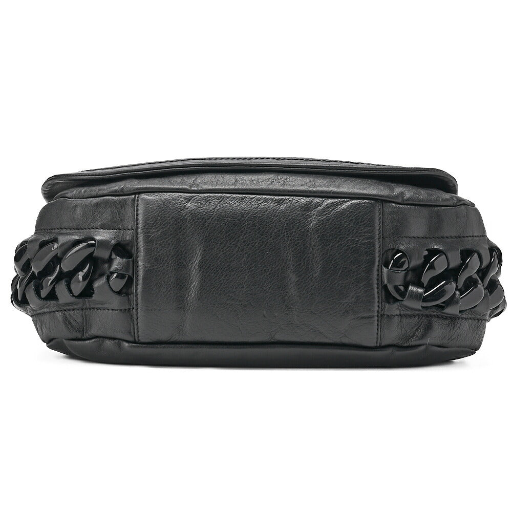 CHANEL Tote Bag Lambskin X Enamel Coco Mark Plastic Chain Shoulder Black Silver-Tone Hardware, Pre-Owned