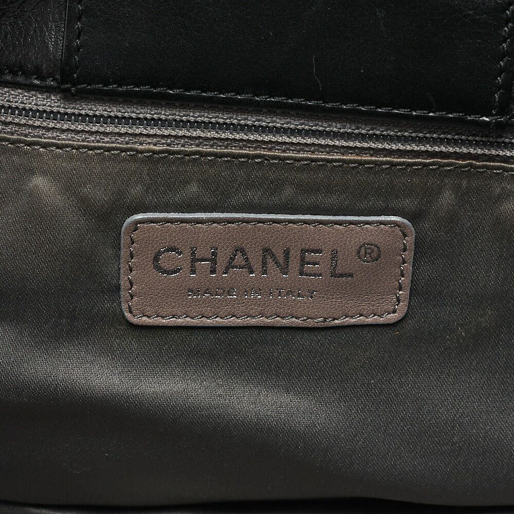 CHANEL Tote Bag Lambskin X Enamel Coco Mark Plastic Chain Shoulder Black Silver-Tone Hardware, Pre-Owned
