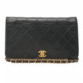 CHANEL Lambskin Matrass? Full Flap 23cm Turnlock Chain Shoulder Black Gold-Tone Hardware, Pre-Owned