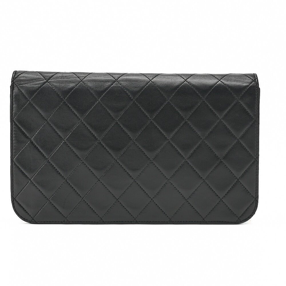 CHANEL Lambskin Matrass? Full Flap 23cm Turnlock Chain Shoulder Black Gold-Tone Hardware, Pre-Owned