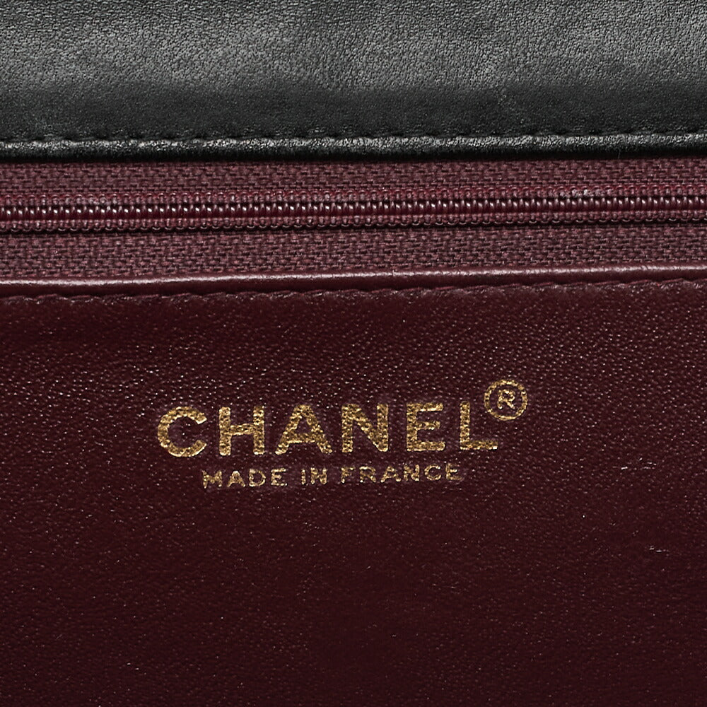 CHANEL Lambskin Matrass? Full Flap 23cm Turnlock Chain Shoulder Black Gold-Tone Hardware, Pre-Owned