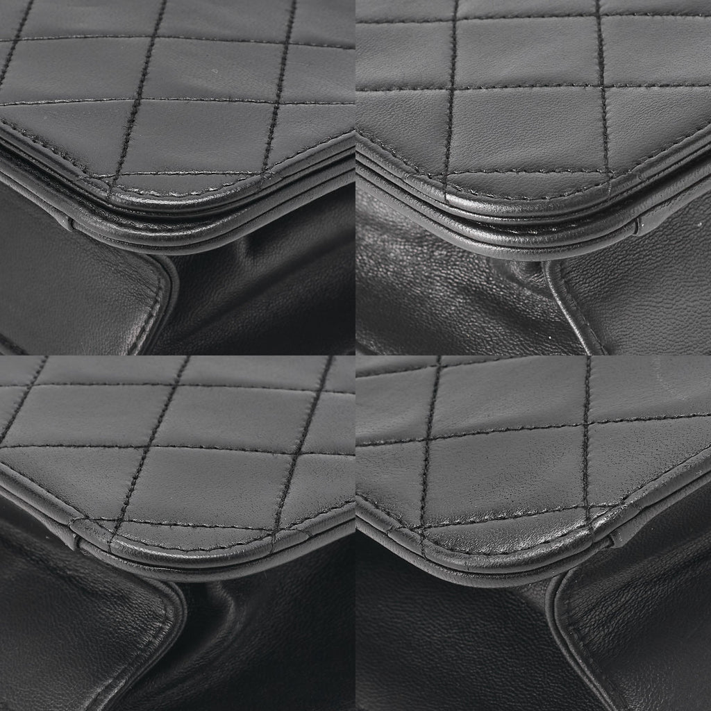 CHANEL Lambskin Matrass? Full Flap 23cm Turnlock Chain Shoulder Black Gold-Tone Hardware, Pre-Owned