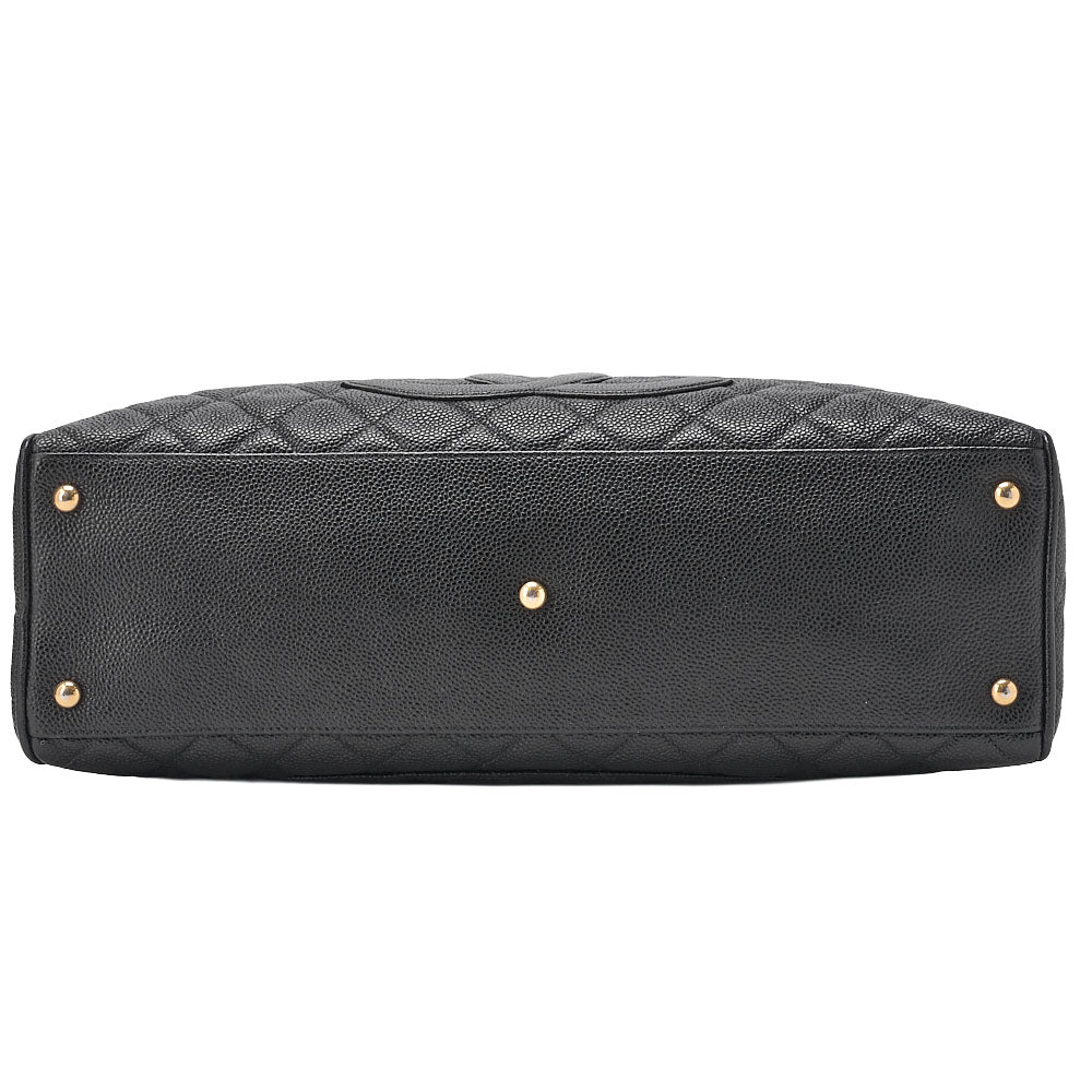 CHANEL Handbag Boston Bag Caviar Skin Matelasse Cocomark Black Gold-Tone Hardware, Pre-Owned