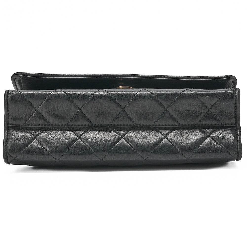 CHANEL Biju Handle Handbag Single Mini Matelasse Lambskin Black Gold -Tone Hardware, Pre-Owned