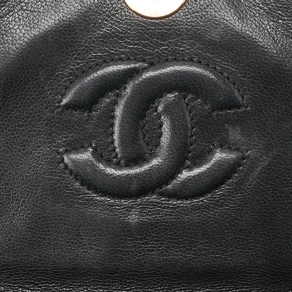 CHANEL Biju Handle Handbag Single Mini Matelasse Lambskin Black Gold -Tone Hardware, Pre-Owned