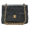 CHANEL Chain Shoulder Bag Mini Matelasse 20cm Lambskin Black Gold-Tone Hardware, Pre-Owned