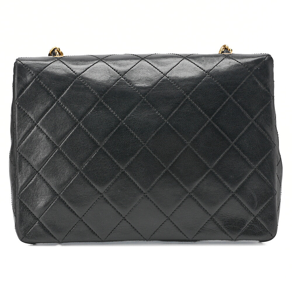 CHANEL Chain Shoulder Bag Mini Matelasse 20cm Lambskin Black Gold-Tone Hardware, Pre-Owned
