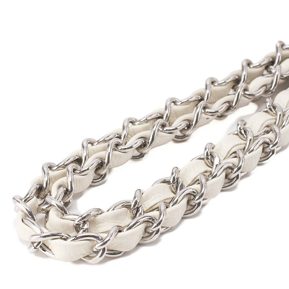 CHANEL Caviar Skin Deca Matelasse 30cm Single Flap Chain Shoulder Bag White Silver-Tone Hardware, Pre-Owned