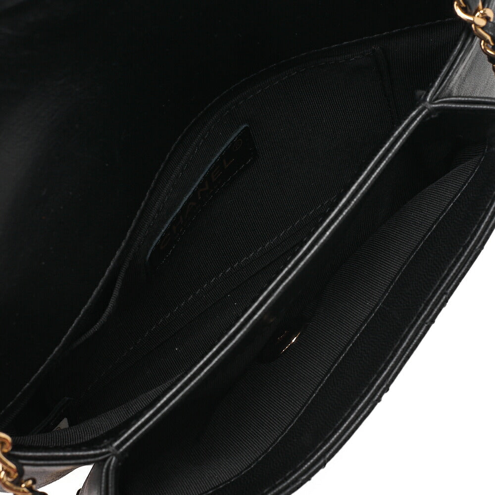 CHANEL Lambskin Turnlock Luxury Line Chain Shoulder Black Gold-Tone Hardware, Pre-Owned