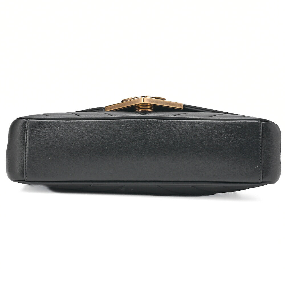 CHANEL Lambskin V-Stitch Chevron Diamond Coco Mark Chain Shoulder Black Gold-Tone Hardware, Pre-Owned