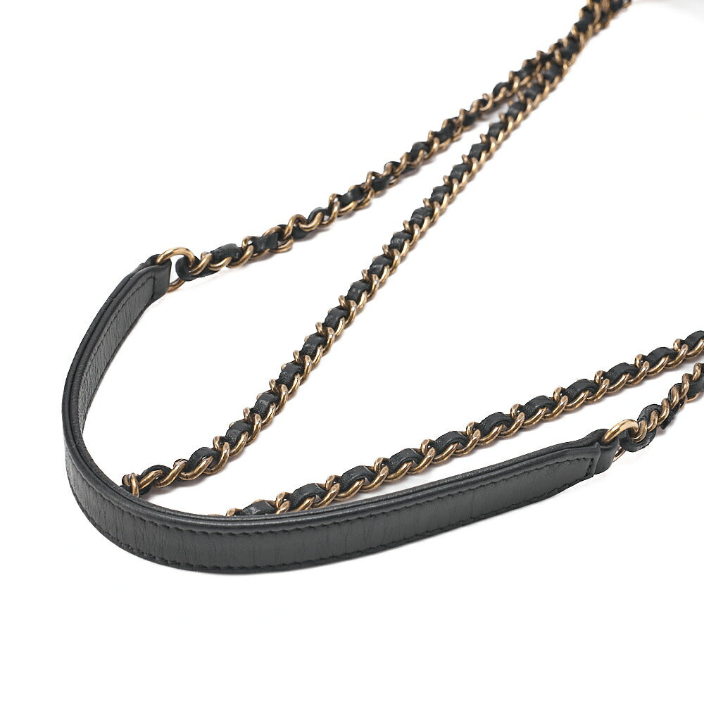CHANEL Lambskin V-Stitch Chevron Diamond Coco Mark Chain Shoulder Black Gold-Tone Hardware, Pre-Owned