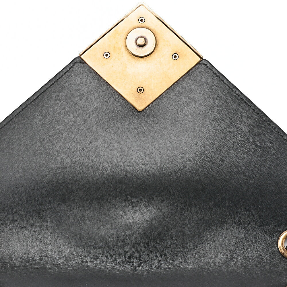 CHANEL Lambskin V-Stitch Chevron Diamond Coco Mark Chain Shoulder Black Gold-Tone Hardware, Pre-Owned