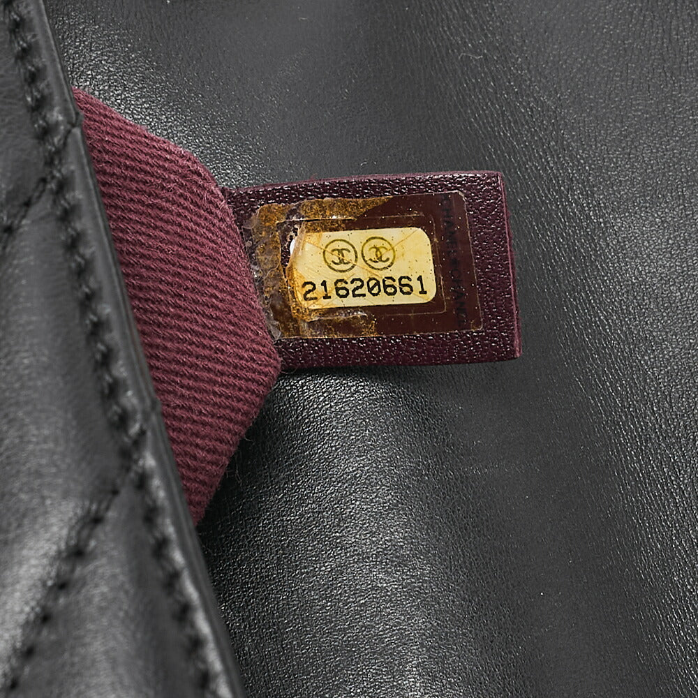 CHANEL Lambskin V-Stitch Chevron Diamond Coco Mark Chain Shoulder Black Gold-Tone Hardware, Pre-Owned