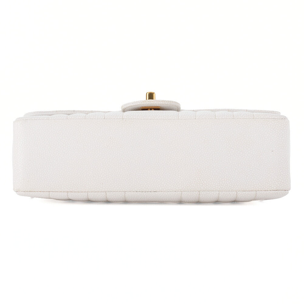 CHANEL Chain Shoulder Bag Mademoiselle Single Caviar Skin Shoulder Bag White Gold -Tone Hardware, Pre-Owned