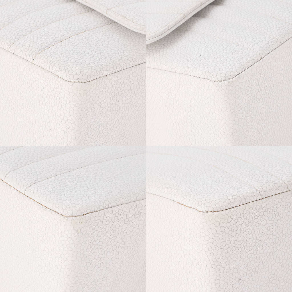 CHANEL Chain Shoulder Bag Mademoiselle Single Caviar Skin Shoulder Bag White Gold -Tone Hardware, Pre-Owned
