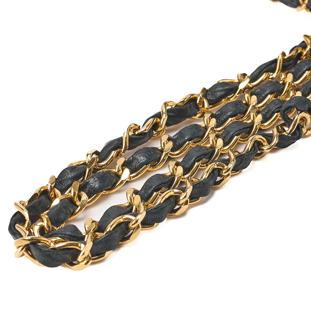 CHANEL Lambskin Matelasse Double Flap 25cm Chain Shoulder Black Gold -Tone Hardware, Pre-Owned