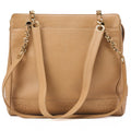 CHANEL Caviar Skin Triple Coco W Chain Shoulder Beige Gold -Tone Hardware, Pre-Owned