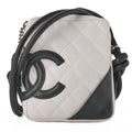 CHANEL Cambon Line Matelasse Calfskin White x Black Mini Shoulder Bag Silver-Tone Hardware, Pre-Owned