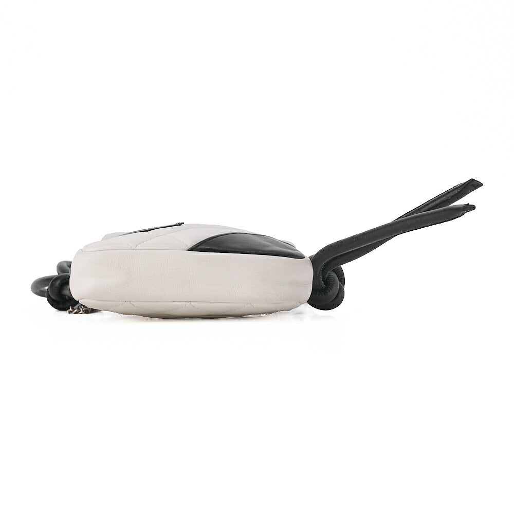 CHANEL Cambon Line Matelasse Calfskin White x Black Mini Shoulder Bag Silver-Tone Hardware, Pre-Owned