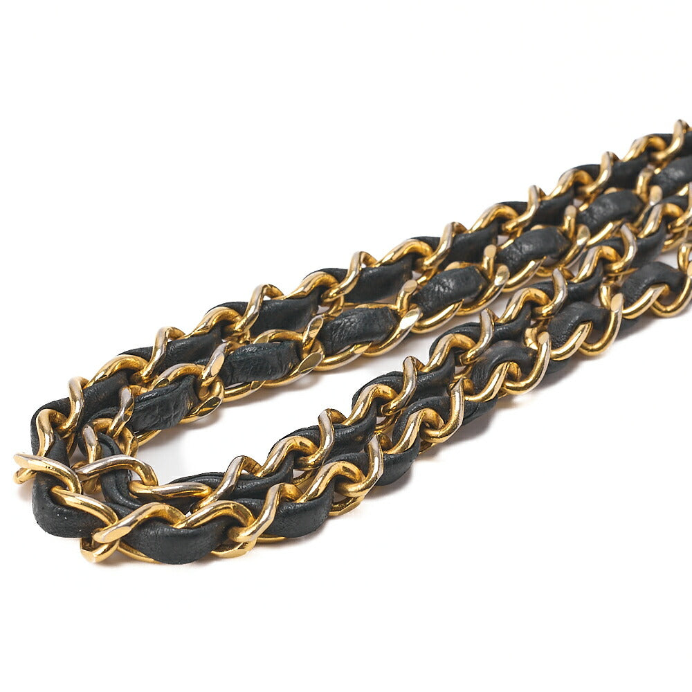 CHANEL Chain Shoulder Bag Matelasse Round Flap Lambskin Black Gold-Tone Hardware, Pre-Owned
